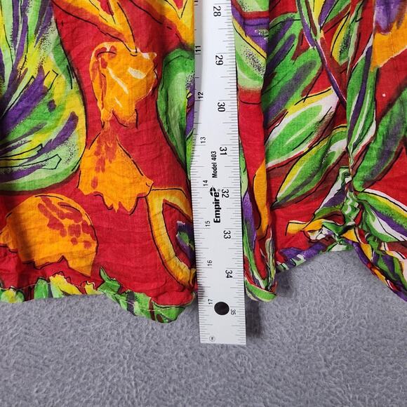 Peripherals Maxi Skirt Womens One Size Red Boho Cotton Crinkle Floral Drawstring - Picture 4 of 8